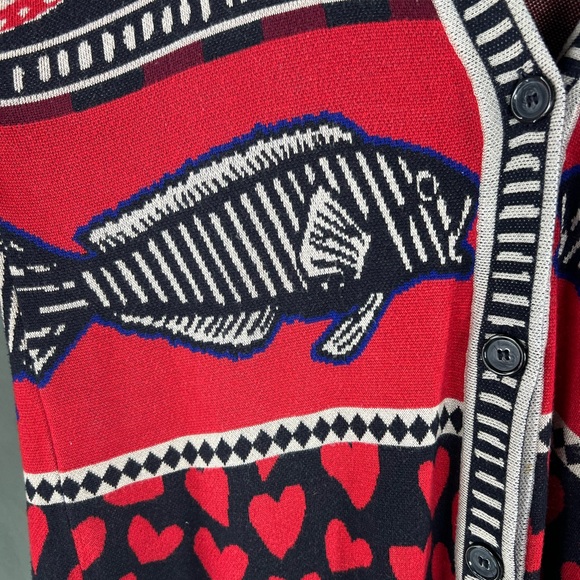 FARM Rio Navy Mixed Prints Knit Cardigan Oversized S - Picture 4 of 8